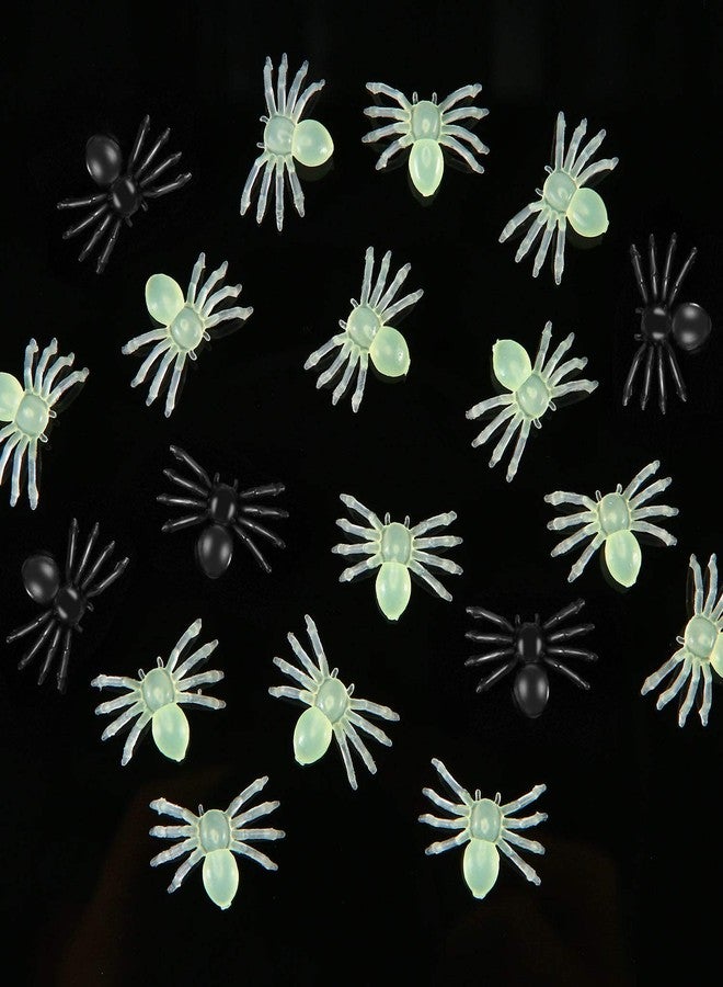JOVITEC 200 Pieces Halloween Plastic Black Fake Spider and Luminous in Dark Realistic Small Spiders Prank Props for Party Costume Carnival Halloween Joking Decor - Image 4